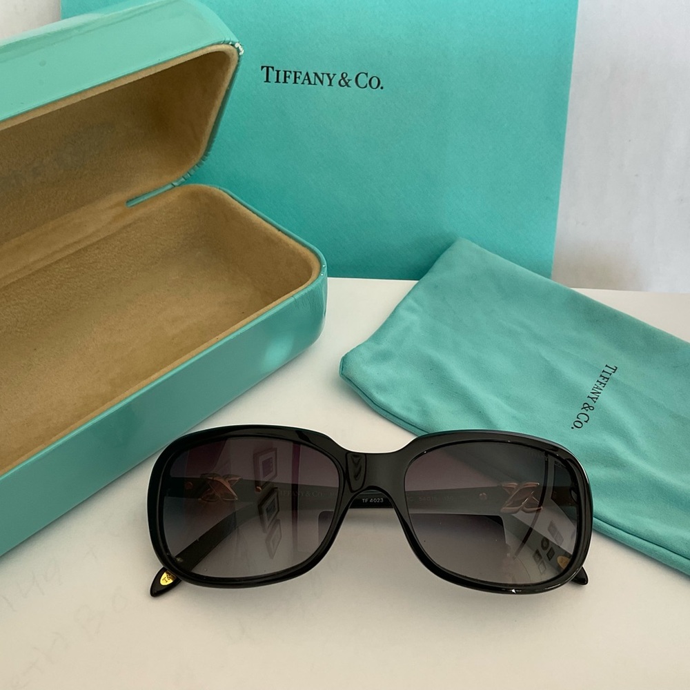 Tiffany & Co. Black Sunglasses with Teal Case - Picture 2 of 8
